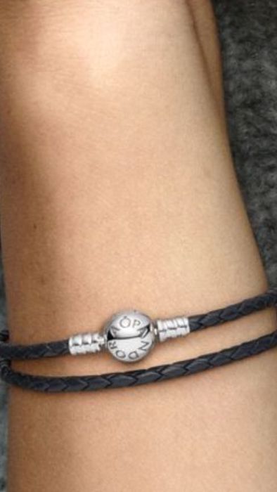 Pandora podwójnie pleciona bransoletka skórzana+torebka+pudełko ZESTAW