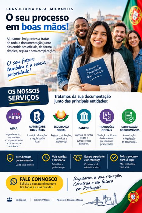 Auxilio com AIMA, documentacão, residência, financiamento, tradução