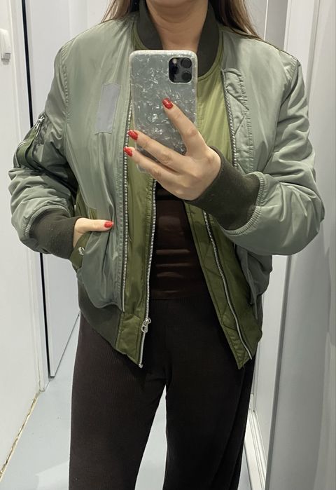 Zielona khaki kurtka bomberka flek Asos m-l Unisex