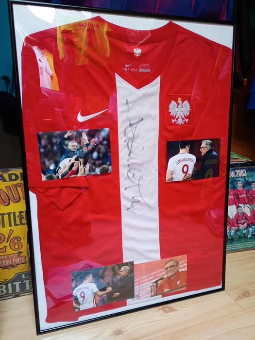 Koszulka autograf Adam Nawałka Polska Euro 2016 rama