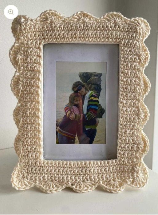 Moldura de fotografia em croché Handmade crochet photo from Portugal