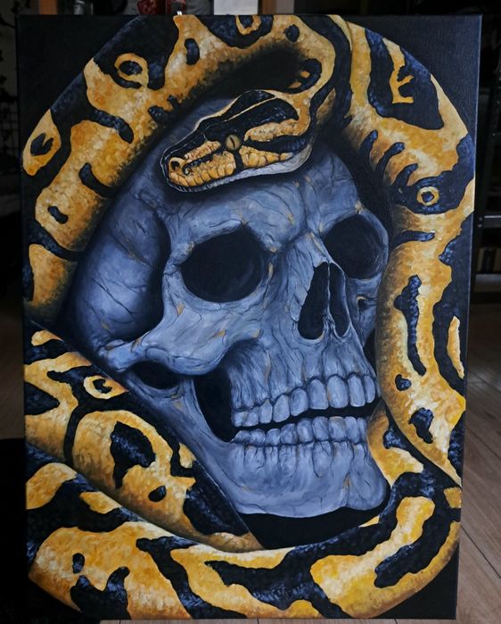 Obraz wąż z czaszką 60x80