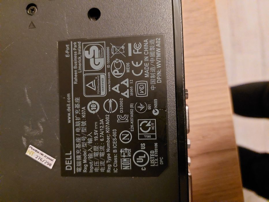 Stacja dokująca dell prox3 i zasilacz 90W