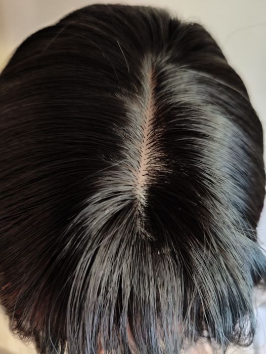 Nowa realistyczna czarna długa prosta peruka z grzywką wig