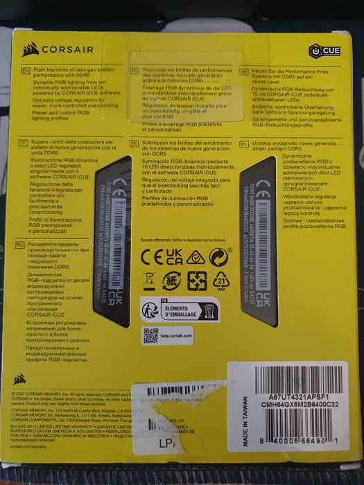 Оперативна пам'ять Corsair 64 GB (2x32 GB) DDR5 6400 MHz Vengeance RGB