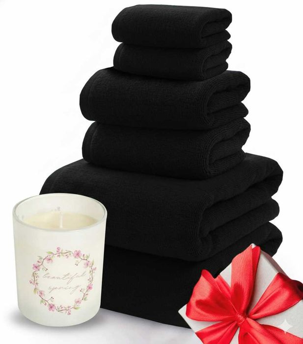 Zestaw 6x ręczników hotelowych czarne ręcznik chłonny ręczniki prezent