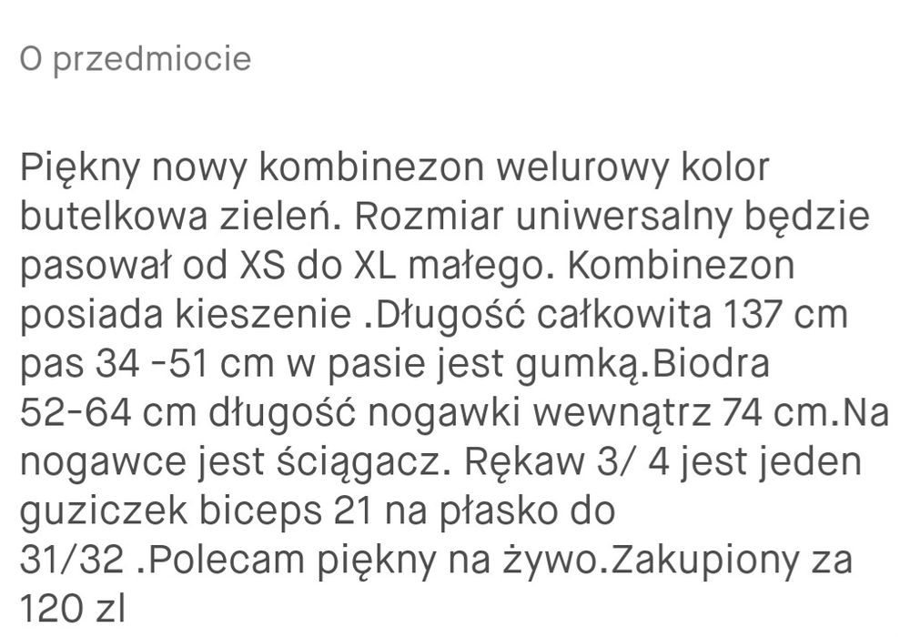 Kombinezon welurowy