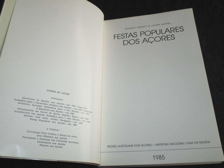 Livro Festas Populares dos Açores Francisco Martins