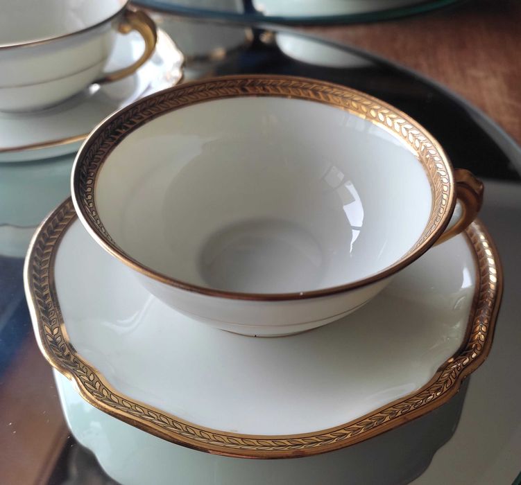 Serviço de chá Limoges dourado