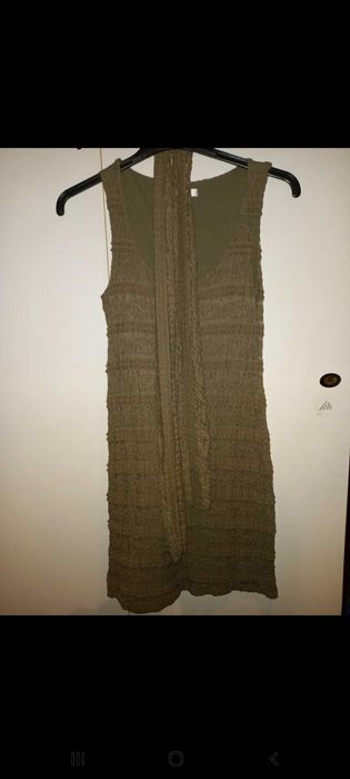 Vestido justo verde (caqui), com echarp igual - S - Promod