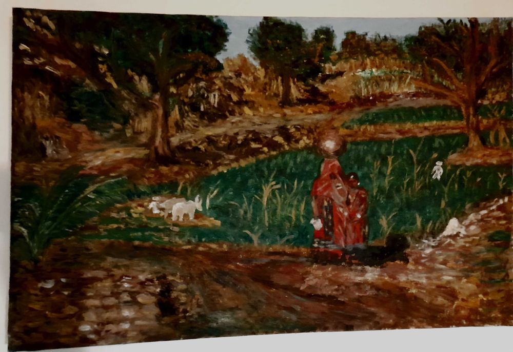 Obraz olejny ...pole ryżowe