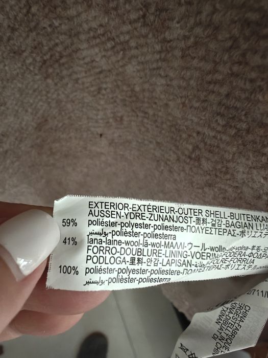 ZARA wełniany płaszcz beżowy oversize L  klasyczny długi