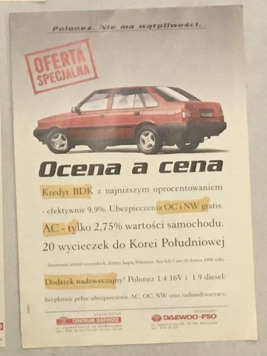 Fso polonez atu caro rover 1.4 16V inter groclin plakat orciari att