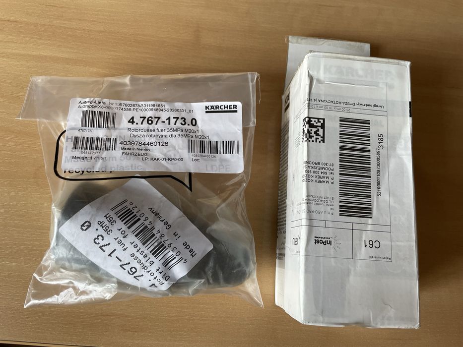 Sprzedam dysze  rotacyjna firmy Karcher 350 bar nowa nie uzywana