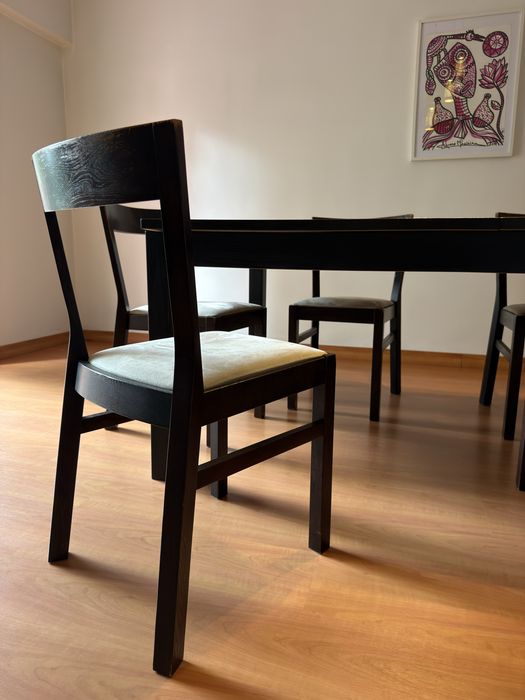 Mesa de jantar retangular extensível + 5 cadeiras