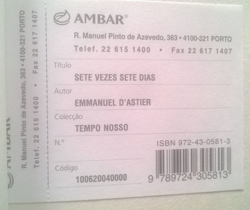 Livro: Sete Vezes Sete Dias - Emmanuel D'Astier - Âmbar c/OFERTA *