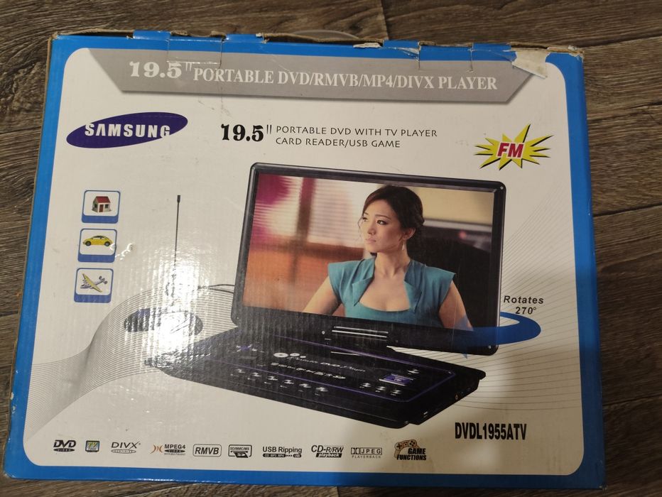 Портативный DVD плеер  19,5 дюймов с пультом Samsung 1955ATV