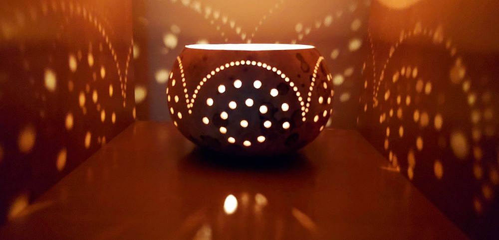 Świecznik z tykwy rękodzieło