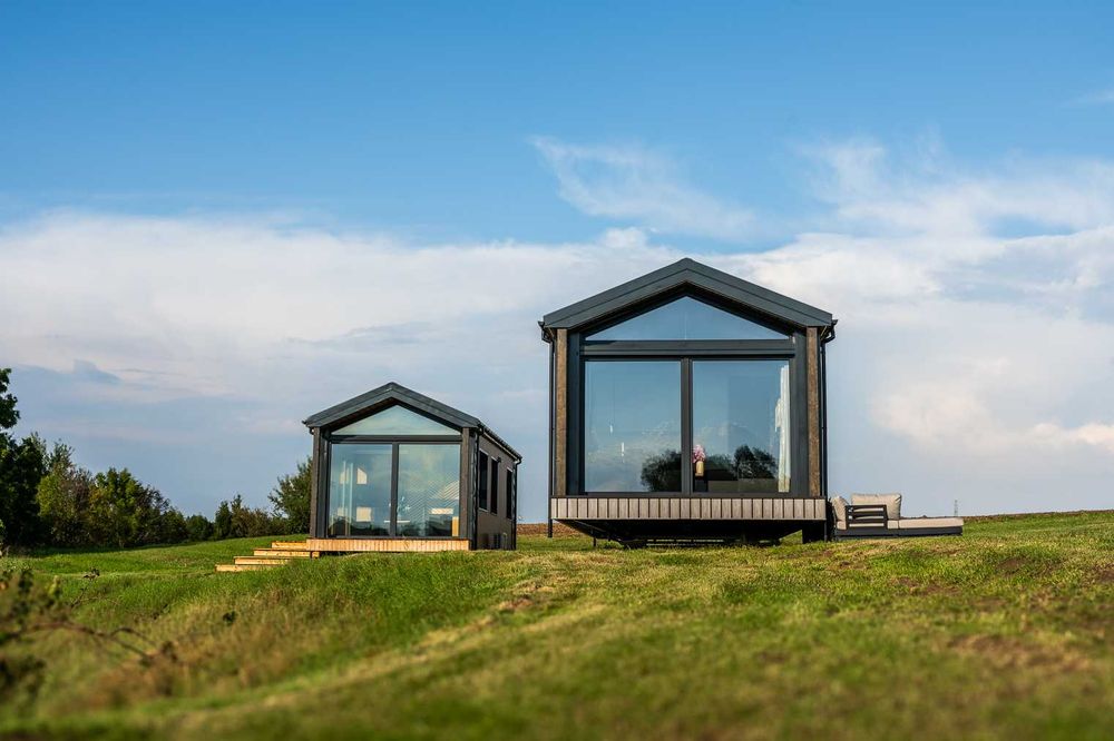 Domek z dużym przeszkleniem Całoroczny 50m2 drewniany Mobilny Modułowy