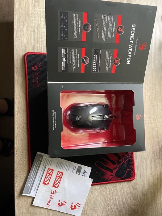 Игровая мышь bloody j90s геймерская мышка коврик