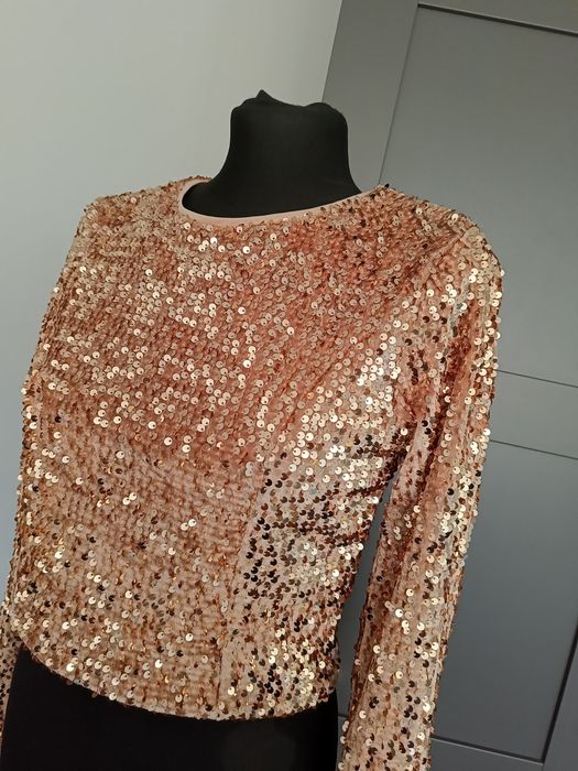 Bluzka damska elegancka wizytowa wieczorowa cekiny nowa z metką