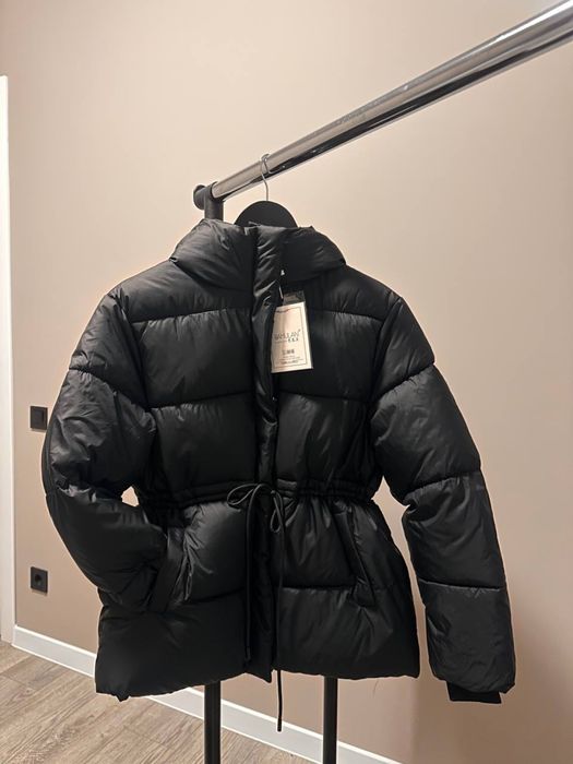 Нова чорна куртка жіноча пуфер оверсайз єврозима на завязках пуховик