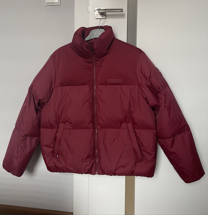 Pikowana bordowa kurtka oversize Tommy Hilfiger rozm. S