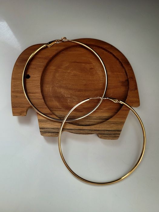 Kolczyki złote koluchy duże koła 7cm stal nierdzewna chirurgiczna