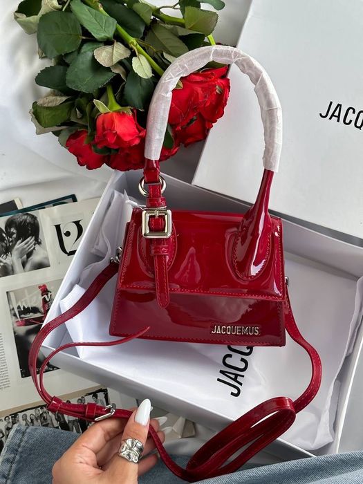 Сумка Jacquemus Le Bambino / червона лакована сумка жакмюс