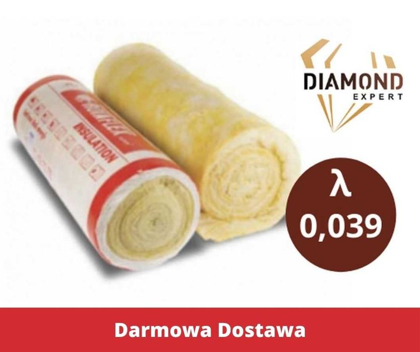 Wełna Mineralna Szklana Na Poddasze- 15 cm - Rolki 0,039 , W Rolce