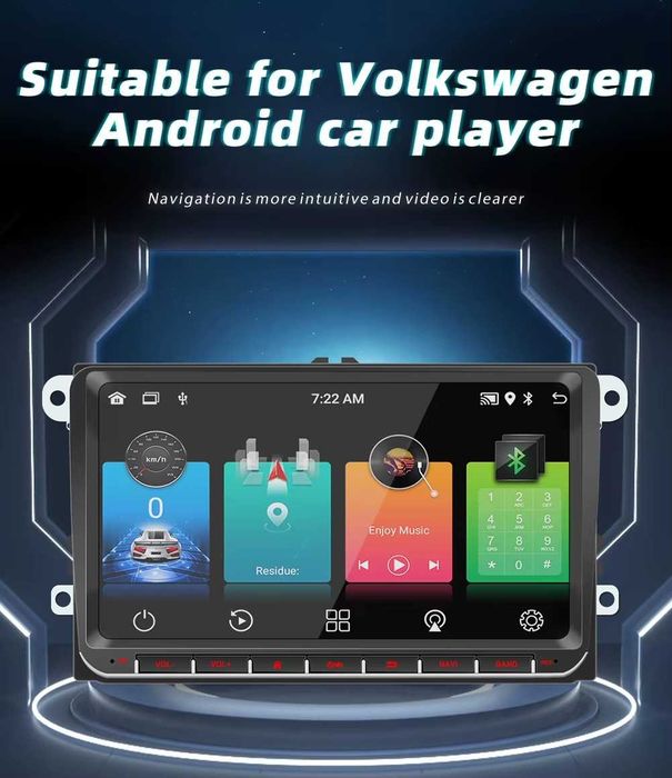 NEW RADIO  9 'Android 13  2 DIN dla :VW ,SEAT ,SKODA...  ROM:4G  RAM:64GB
