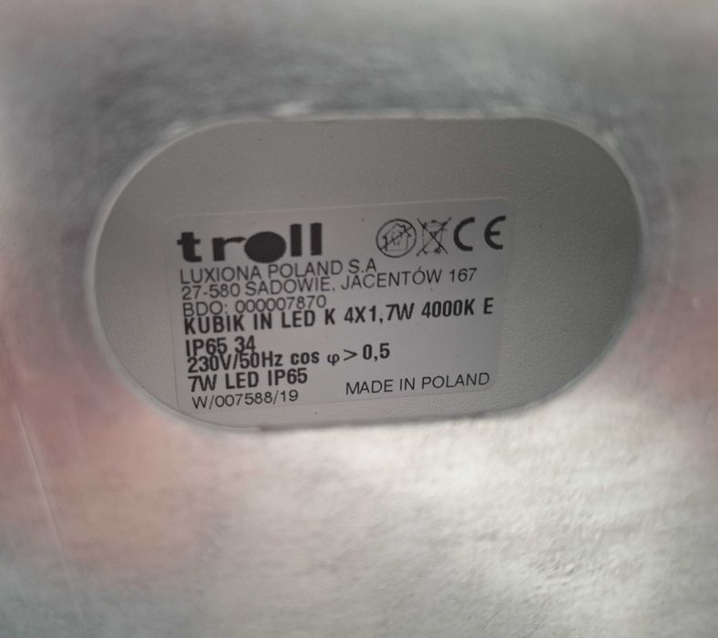 Lampa elewacyjna KUBIK IN LED K 4X1,7W  cena 1szt. dostępnych 13szt.