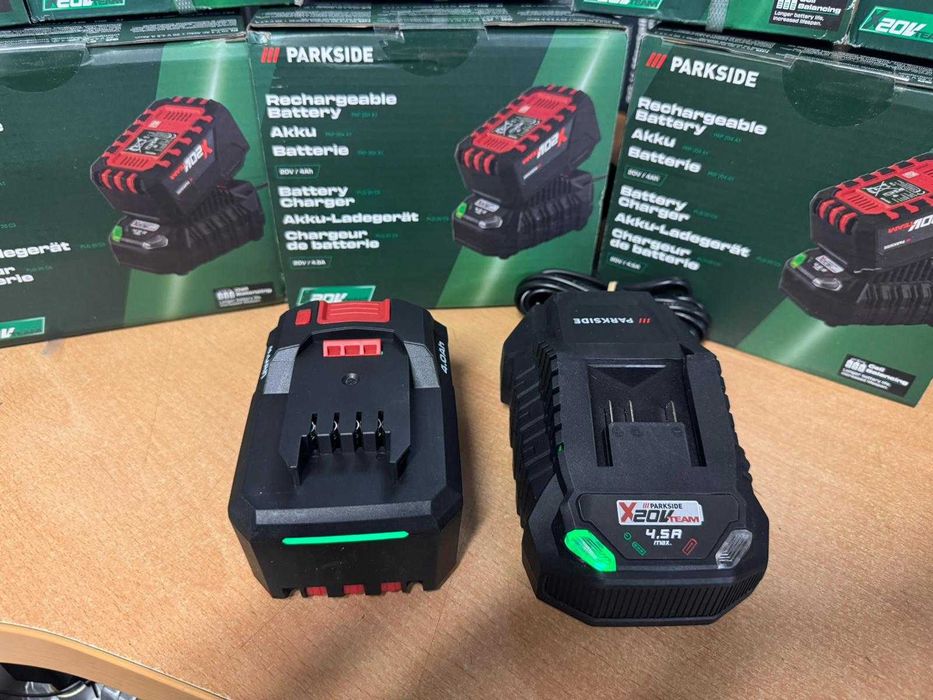 Kit Carregador 4,5A Parkside 20V PLG 20 C3 + Bateria 4Ah