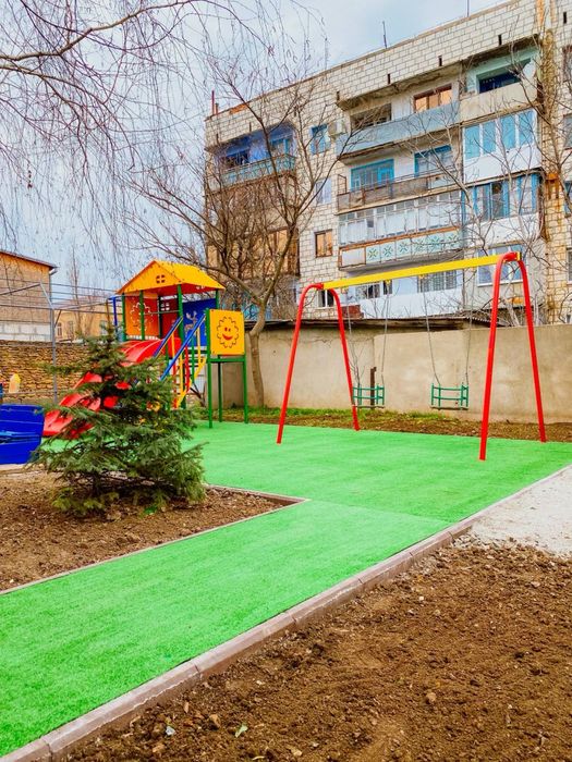 Детская площадка. Горка, качеля, песочница.