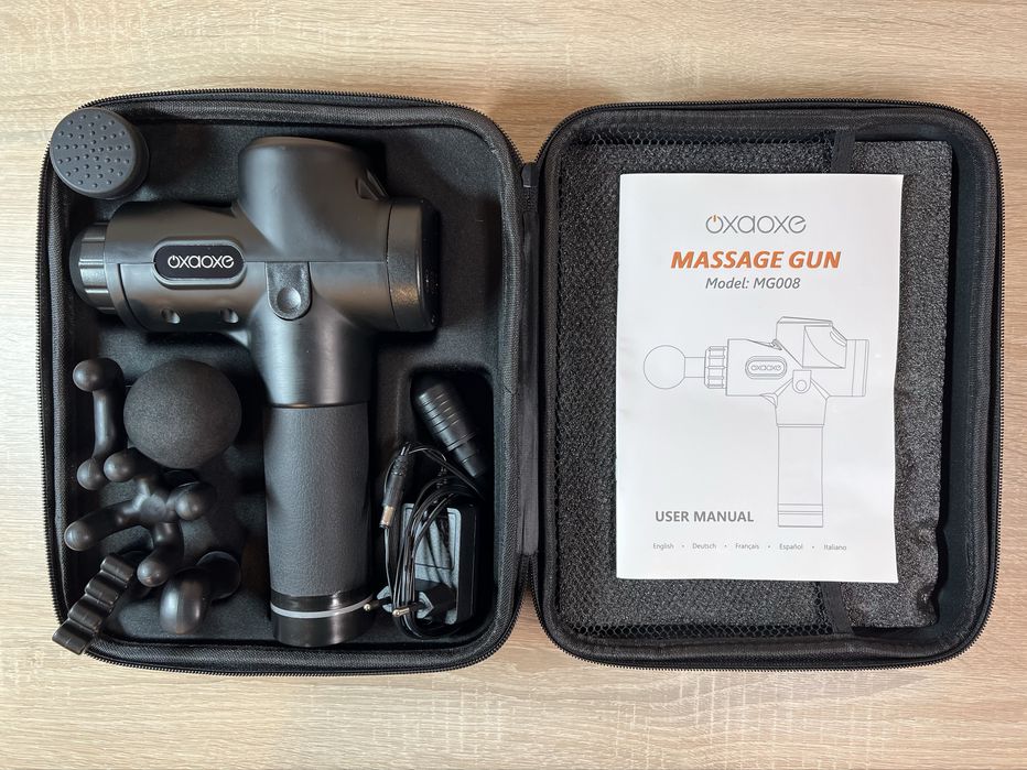 Pistolet do masażu OxaOxe MG008 | 7 końcówek | Etui | Bateria 25V