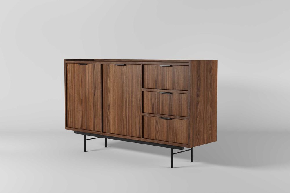 Komoda 150 cm 2 drzwi 3 szuflady Warmia Walnut loft Edison