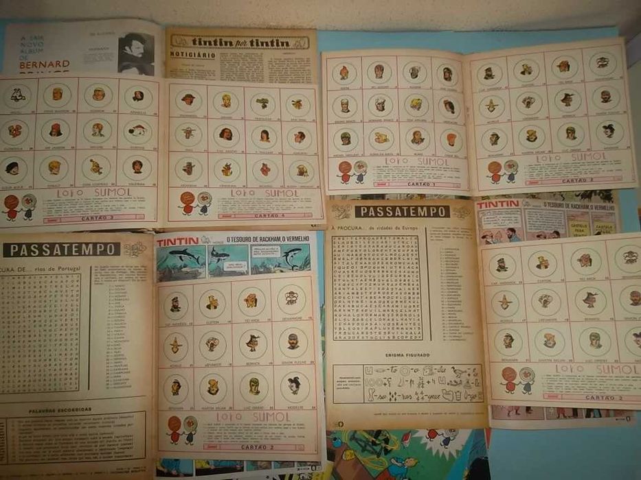 Revista TINTIN - 11º Ano completo Nº 1 a 52, com 10 cartões Loto Sumol