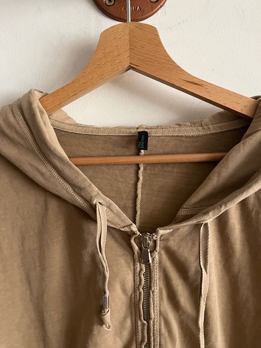 Benetton Bawełniana bluza beżowa Z kapturem