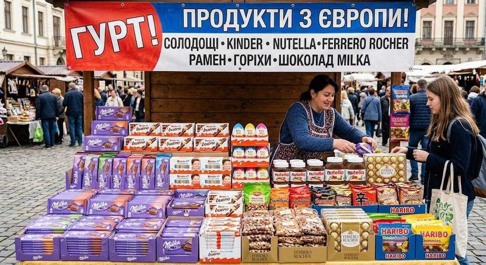 Гурт ! продукти з європи ! Солодощі, Kinder, nutella, Ferrero Rocher, рамен, горіхи, шоколад мілка з європи