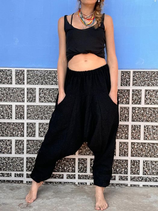 Szarawary czarne wełniane