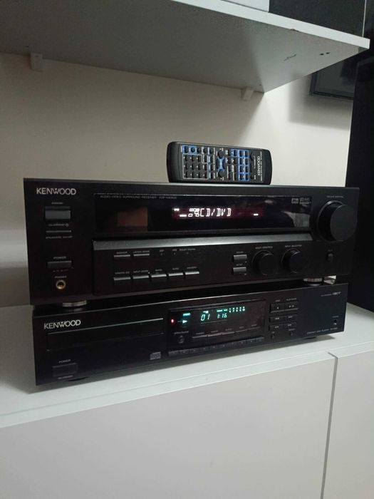 Amplituner Kenwood 5.1 +pilot + odtwarzacz Cd