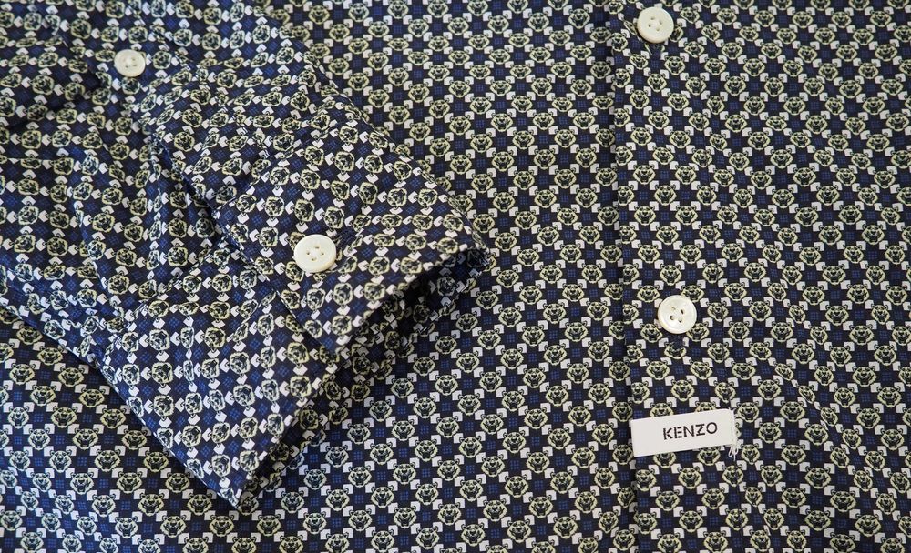 Kenzo _mini tiger print curved hem shirt_koszula męska_S/M_slim fit