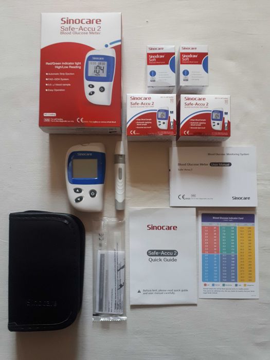 Глюкометр Sinocare Safe-Accu 2, 100 тест-смужок + 100 ланцетів