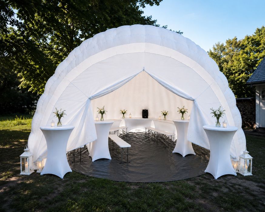 Wynajem namiotów eventowych, bankietowych | Czarny imprezowy i Biały elegancki | Mobilna balia jacuzzi, Balia VIP, Balia z leżakiem
