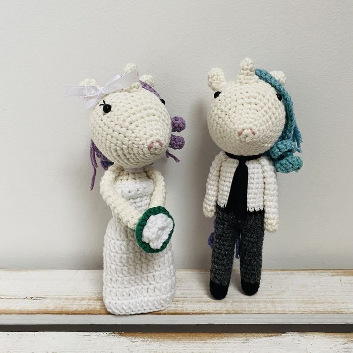 Młoda para jednorożce maskotki ślubne ręcznie robione prezent