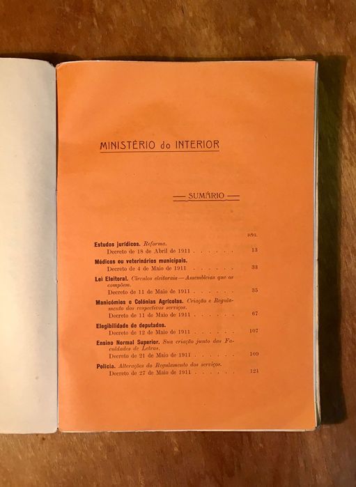 LEGISLAÇÃO 1911 - 3. vol. - leis, decretos e portarias