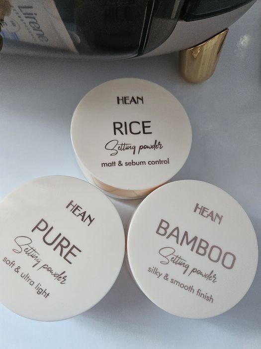 Zestaw 3x puder sypki HEAN | Pure, Rice, Bamboo | NOWE stan idealny