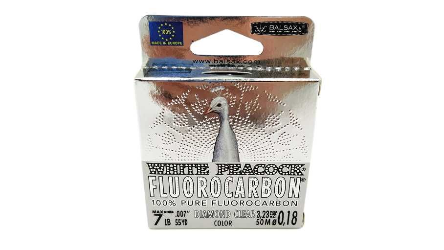 BALSAX 100% czysty fluorocarbon White Peacock 0,12mm 1,52kg 50m