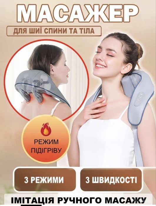 Масажер для шиї, спини та голови з функцією прогріву