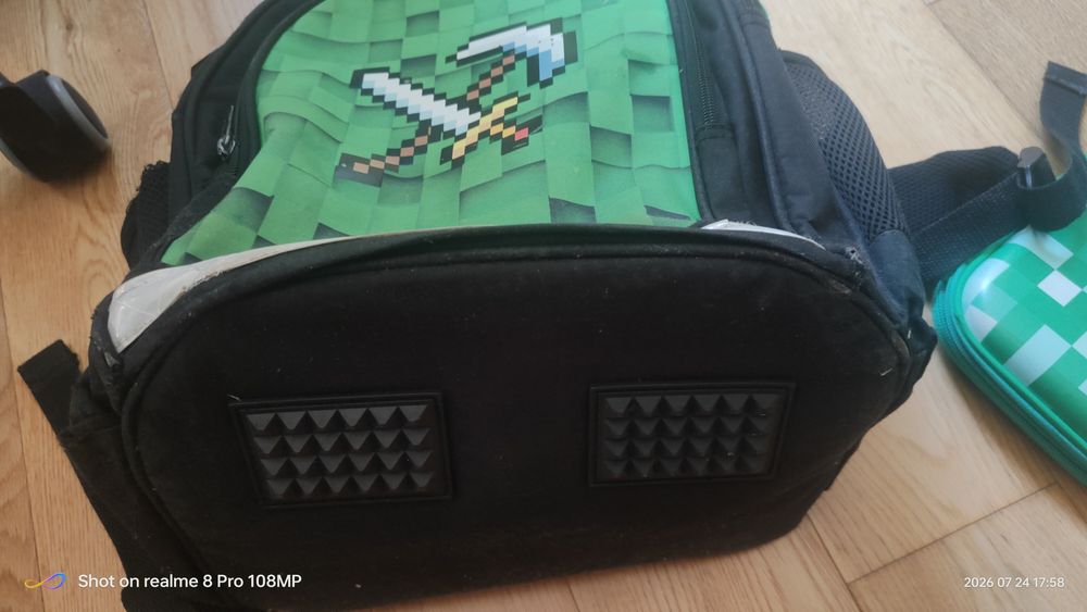 Plecak i piórnik Minecraft.